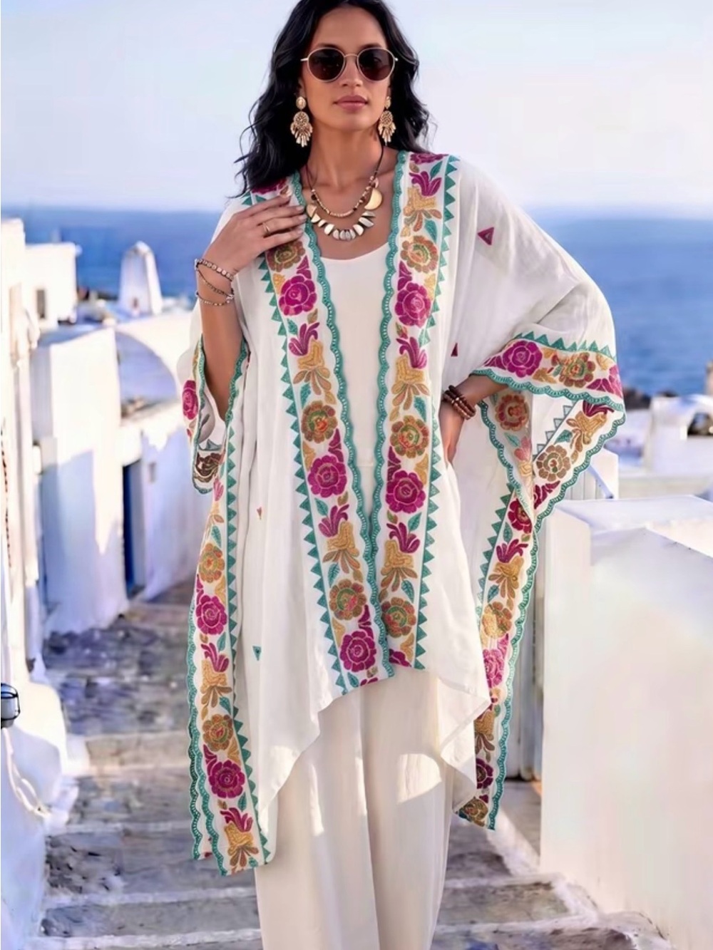 White Embroidered Kimono